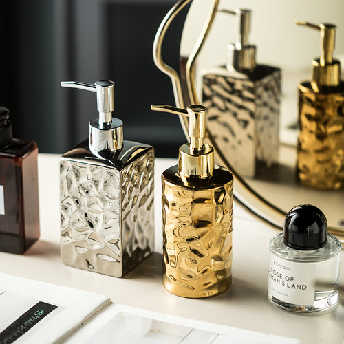 美式轻奢陶瓷电镀洗发液沐浴露洗手液瓶高档酒店会所乳液分装瓶子