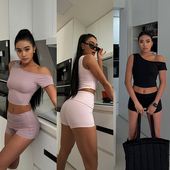 akiyo 上衣短裤 studio欧美性感辣妹运动健身套装 女显瘦瑜伽服短袖