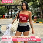 studio2024夏季 翻边撞色拼接时尚 休闲个性 akiyo 潮流短裤 显瘦