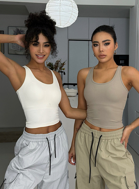 akiyo studio欧美运动内衣瑜伽假两件固定胸垫美背健身跑步背心