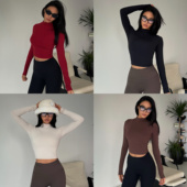 瑜伽服 上衣高领紧身外穿百搭长袖 akiyo studio欧美健身运动长袖