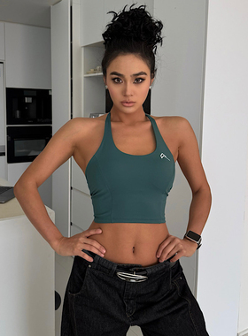 akiyo studio高弹速干健身运动含胸垫短裤挂脖背心瑜伽健身上衣