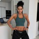 akiyo studio高弹速干健身运动含胸垫短裤 挂脖背心瑜伽健身上衣