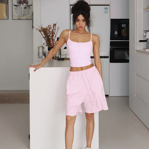 akiyo studio美式运动短裤女宽松五分裤夏季休闲百搭阔腿高腰显瘦