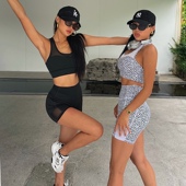 akiyo 文胸运动女豹纹口袋健身服拼网瑜伽服 studio欧美套装