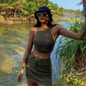 Akiyo studio欧美背心弹力内搭高弹圆领上衣纯色吊带短款 军绿