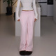 女秋冬加长 垂感拖地抽绳直筒休闲裤 高腰宽松阔腿裤 复古裤