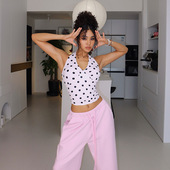 波点 瑜伽背心含胸垫高弹速干2026新款 挂脖运动健身上衣V领