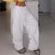 运动裤 子 欧美休闲裤 宽松阔腿卫裤 加绒款 弯刀抽绳卫裤