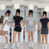 akiyo studio欧美运动短裙女小个子裙子辣妹包臀辣妹设计半身裙