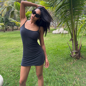 akiyo studio夏季 带胸垫可拆卸纯色辣妹高腰包臀吊带连衣裙短裙