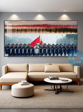大秦帝国阅兵军人仪仗队装饰画宿舍客厅背景墙挂画军事办公室壁画