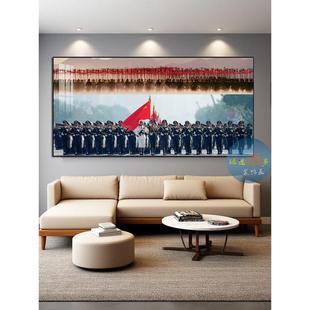 大秦帝国阅兵军人仪仗队装饰画宿舍客厅背景墙挂画军事办公室壁画