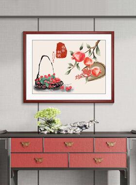 新中国风仪表箱装饰画鱼图开关阻挡中国风配电箱挂画荔枝餐厅壁画