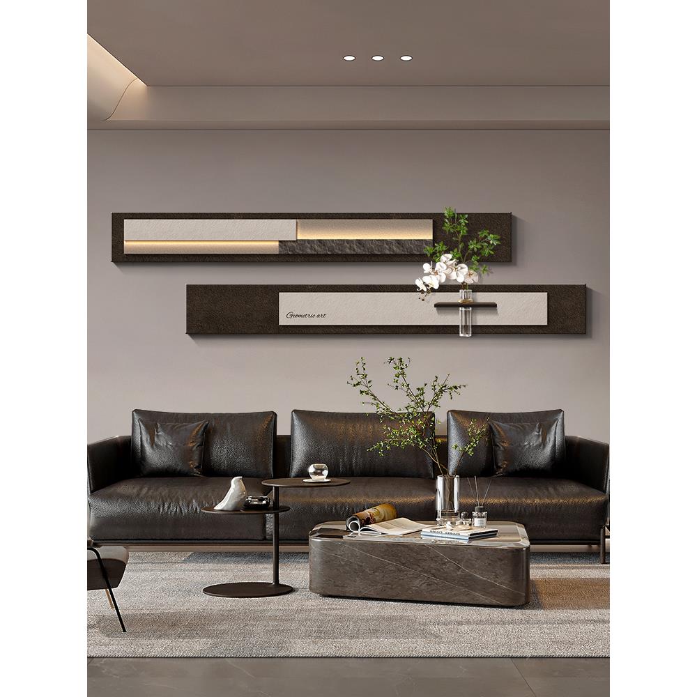 意式极简抽象客厅大白墙装饰画细长条轻奢大气沙发背景墙挂画新款