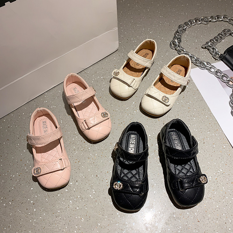 断码清仓女童皮鞋方头宝宝公主鞋春秋季魔术贴绣花洋气小女孩单鞋