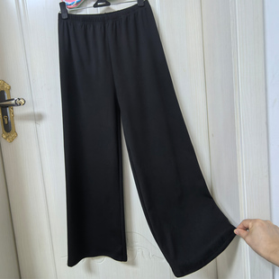 宽松阔腿裤女直筒休闲九分裤子旗袍汉服秋冬德绒内搭保暖黑色衬裤