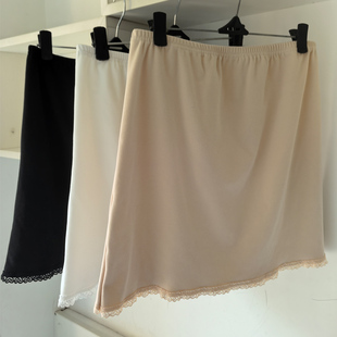 德绒内衬裙秋冬蕾丝加厚加绒内搭保暖外穿打底冬裙黑白肤女半身裙