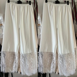 德绒旗袍内搭衬裤女汉服保暖防走光加绒打底裤秋冬蕾丝阔腿九分裤