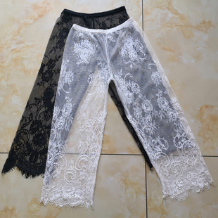 女旗袍防走光衬裤薄款睫毛蕾丝汉服打底内搭大码夏单层透视七分裤