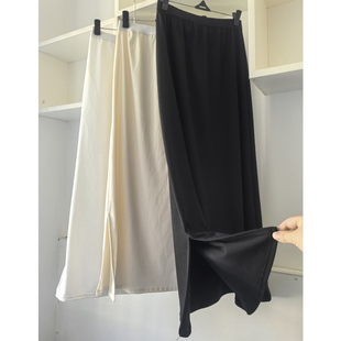 外穿德绒中长款半身裙垂感包臀A字裙秋冬女保暖大码开衩打底短裙