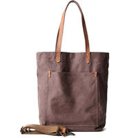 Artistic and retro cowhide with canvas bag, men's single-shoulder bag, Japanese-style crossbody bag, tote bag, men's laptop bag thumbnail 3