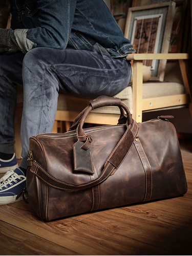 Кожаная портативная сумка для путешествий для кемпинга, вместительный и большой чемодан, багажная сумка для техники, европейский стиль, из натуральной кожи