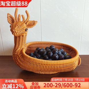 仿藤编水果篮创意动物果盘客厅摆放干果零食收纳筐馒头筐编织篮子