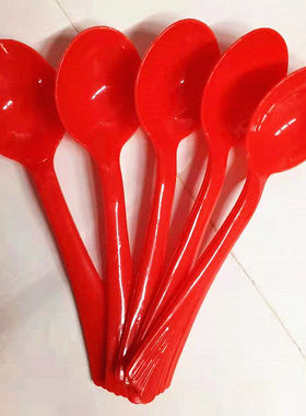 一次性勺子结婚用品大全大红色勺子喜庆婚宴餐具套装加厚喜庆汤勺
