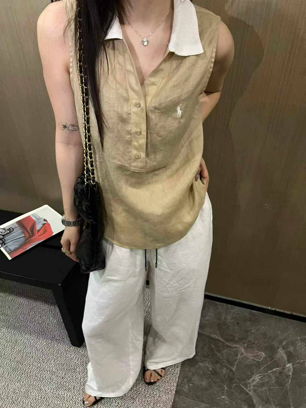 2026夏季新款女装简约高级感休闲显瘦气质无袖亚麻衬衫马甲背心