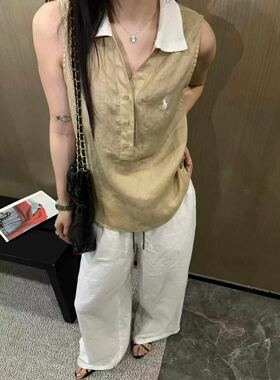 2026夏季新款女装简约高级感休闲显瘦气质无袖亚麻衬衫马甲背心