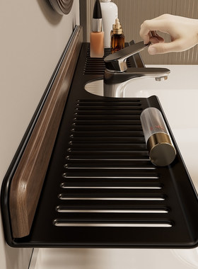 胡桃木浴室置物架免打孔卫生间水龙头收纳架子洗漱台厕所镜前壁挂