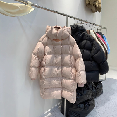 2025冬季新款轻奢白鹅绒长款休闲宽松柔软泡芙羽绒服女士连帽