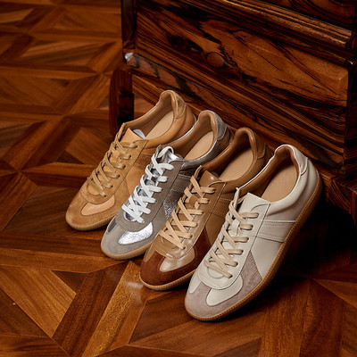 UNA10 新款复古圆头拼色系带德训鞋男百搭休闲拼接休闲阿甘鞋板鞋