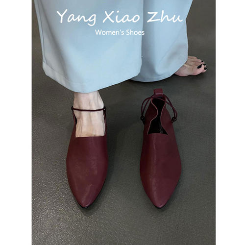 牛皮版~法式绝美尖头深口单鞋女