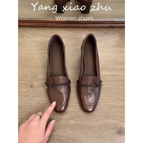 牛皮版~方头新款乐福小皮鞋女