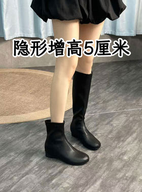 牛皮版~韩版黑色长筒靴女冬季