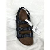 凉拖鞋 羊皮版 舒适真皮露趾时尚 女夏2025新款 厚底皮带扣勃肯凉鞋