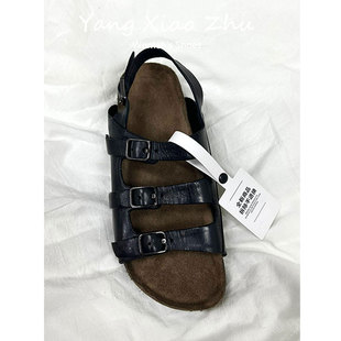 羊皮版~厚底皮带扣勃肯凉鞋女夏2025新款舒适真皮露趾时尚凉拖鞋