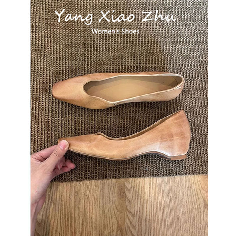 羊皮版~复古文艺风内增高真皮浅口单鞋女简约方头百搭通勤工作鞋,女鞋,浅口单鞋,淘宝优惠券,粉丝福利购,淘宝优惠卷