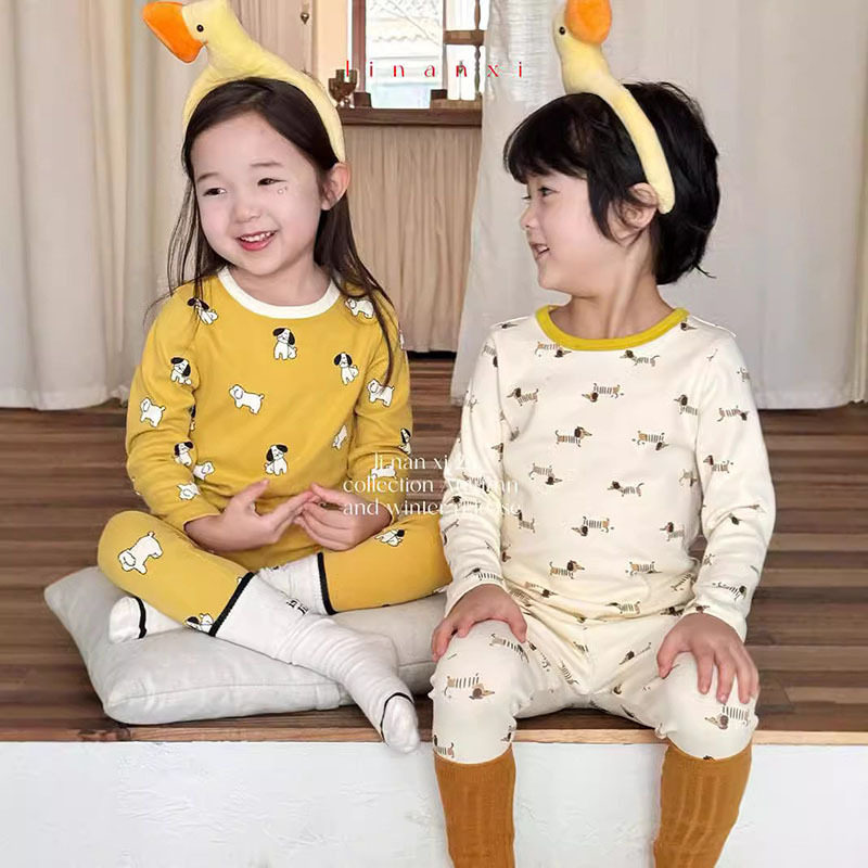 82311里南希儿童A类睡衣男女童羊毛拉架家居服全棉弹力秋衣秋裤
