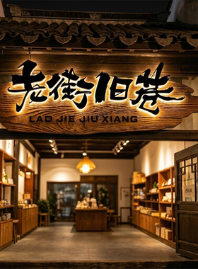 老榆木发光招牌门头木刻复古茶室民宿牌匾广告牌匾浮雕雕刻定制