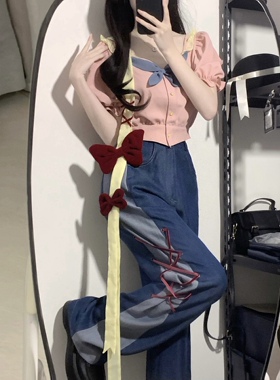 全款现货白雪小套装丨星见Starsea夏少女设计泡泡袖上衣天丝牛仔