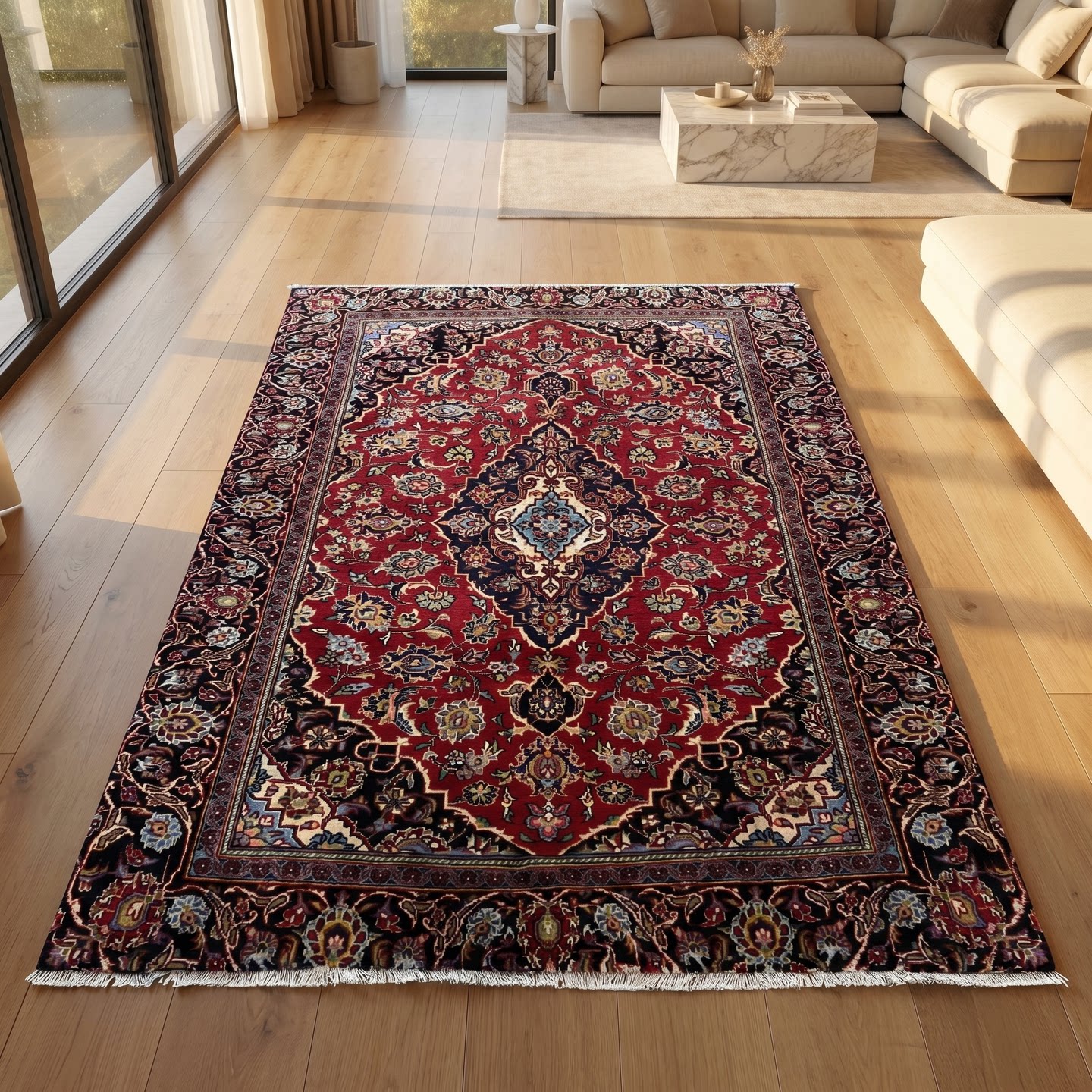 佛托丝波斯地毯伊朗进口欧美风复古花卉纯手工羊毛长方形客厅卧室