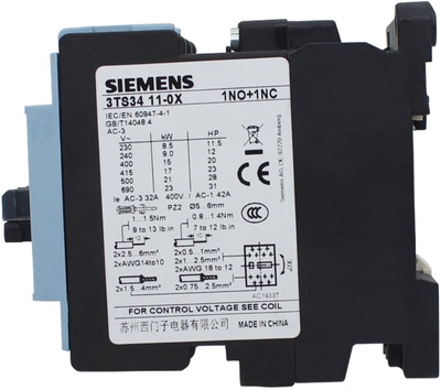 原装西门子 3TS34 11-0X 1N0+1NC接触器AC-3 32A 400V 42A 220VAC