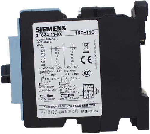 原装西门子 3TS34 11-0X 1N0+1NC接触器AC-3 32A 400V 42A 220VAC