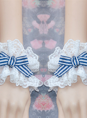 蝴蝶结界刺绣网纱花边手袖一对