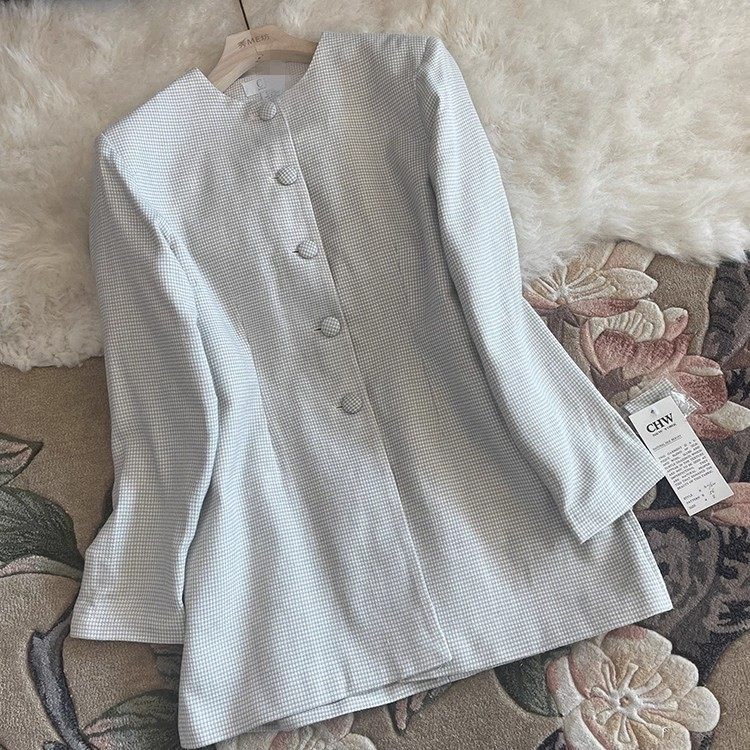 羊毛西装开衫外套+铅笔半裙 柞蚕丝小香风通勤感千鸟格纹真丝套装,女装/女士精品,大码套装,淘宝优惠券,粉丝福利购,淘宝优惠卷