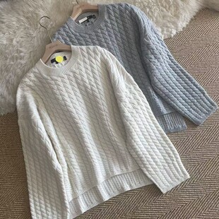 2025秋冬羊毛毛衣女麻花宽松外穿慵懒风TH羊绒套头冬季加厚针织衫