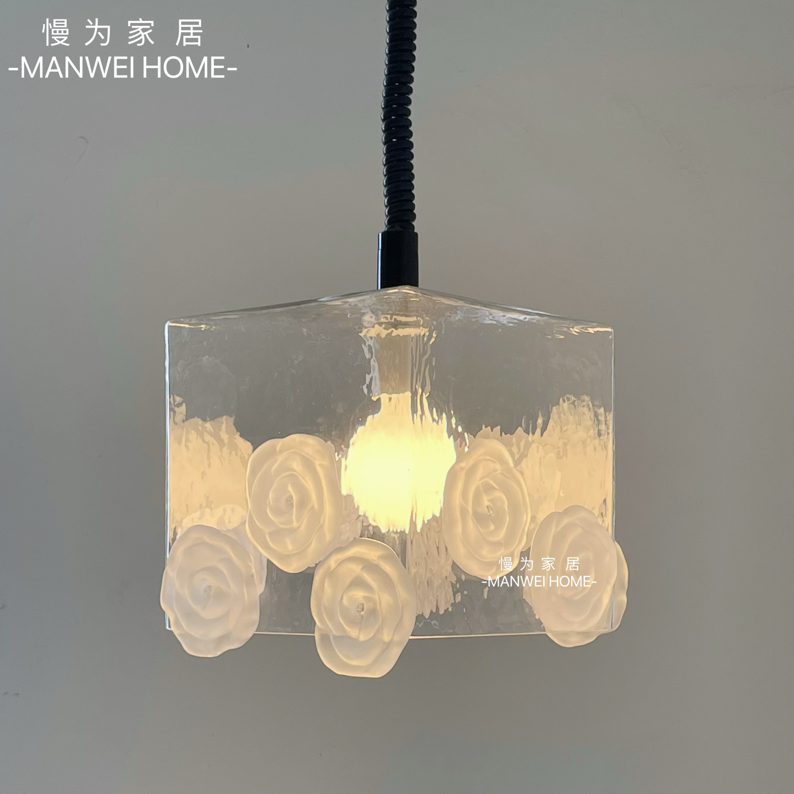 法式中古重工手工花朵水纹玻璃蕾丝花朵客厅餐厅卧室床头吧台吊灯